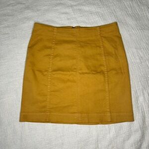 JOLT JEAN SKIRT Yellow Mustard Mini Skirt Zip Back SIZE: US 5/27w